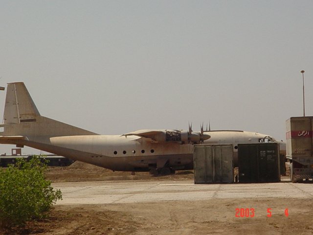 An abandoned Iraqi four-engine transport aircraft photographed by 1014th soldiers, May 2003.