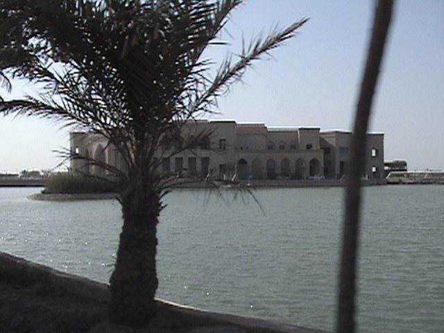 A palace across one of the man-made lakes near the airport, March 2004.